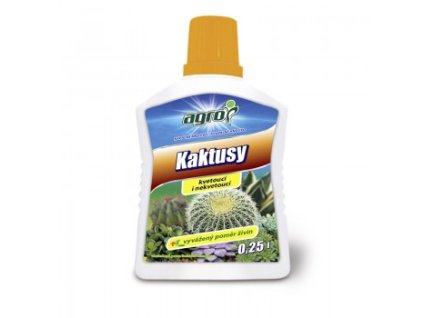 AGRO Kapalné hnojivo pro kaktusy 0,25 l – kapalné hnojivo s optimálním složením pro zdravý růst, pevné stonky a kvetení kaktusů a sukulentů.