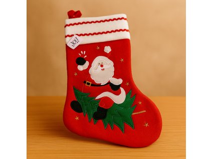 vanocni-ponozka-fleecova-cervena-se-santou