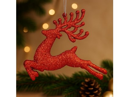 vanocni-ozdoba-cerveny-trpytivy-jelen-kp0565