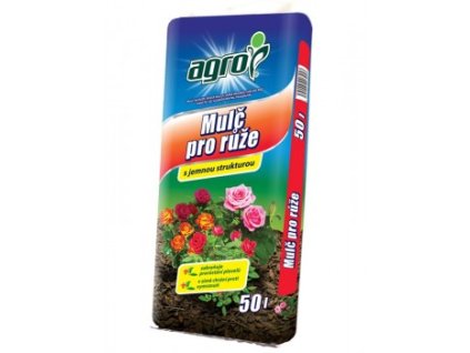 AGRO Mulč na růže 50 l – přírodní mulč pro udržení vlhkosti, ochranu kořenů a zlepšení vzhledu růžových záhonů.