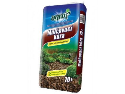 AGRO Mulčovací kůra 70 l – přírodní mulčovací materiál pro ochranu půdy, udržení vlhkosti a zlepšení vzhledu záhonů a zahradních ploch.