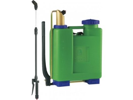 Zádový tlakový postřikovač Rosy 12 – postřikovač s objemem 12 l, teleskopickým nástavcem, tryskami a zádovými popruhy pro pohodlné použití.