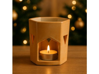 aromalampa-sestihran-keramika-bezova-se-zlatou-patinou