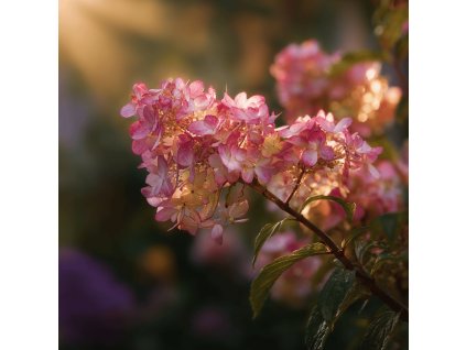 hortenzie latnata pink diamond kvet bile na ruzove v letnim slunci