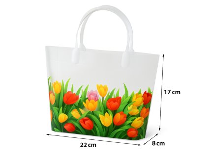Dárková plastová taška s tulipány – jarní motiv