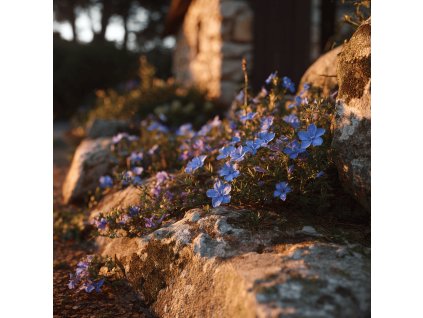 kamejka lithodora diffusa heavenly blue modre kvety ve skalce