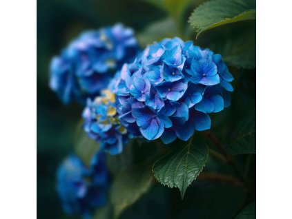 hortenzie velkolista hydrangea macrophylla bodensee modre kvetenstvi na zahonu