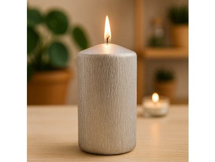 svicka-valec-6-emocio-stribrna-dekorativni-svicka-5x10cm