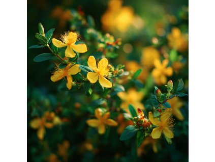 trezalka hypericum miracle wonder zlute kvety s vyraznymi tycinkami na okrasnem keri