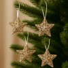 vanocni ozdoby zlate zavesne hvezdicky 4ks zavesene