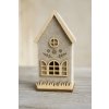 Dekorativní plstěný domeček s okénkem a květinovým motivem – vysoký, šedý