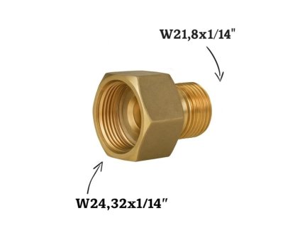 redukce w24 32 x 1 14 na w21 8 x 1 14 bez těsnění