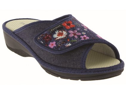 patty damska zdravotni domaci obuv modra s kvety fargeot podowell