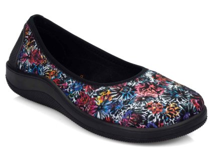 Lyfit CURTIS dámské baleriny Castela09 květy na černém pozadí 1