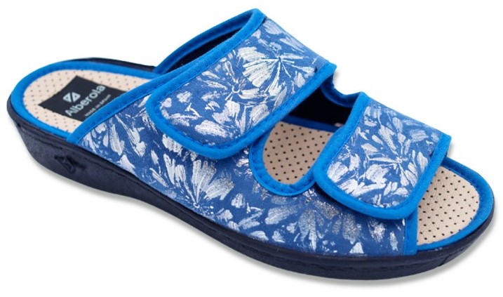 Dámské zdravotní pantofle modré se stříbrným potiskem 629870 Alberola