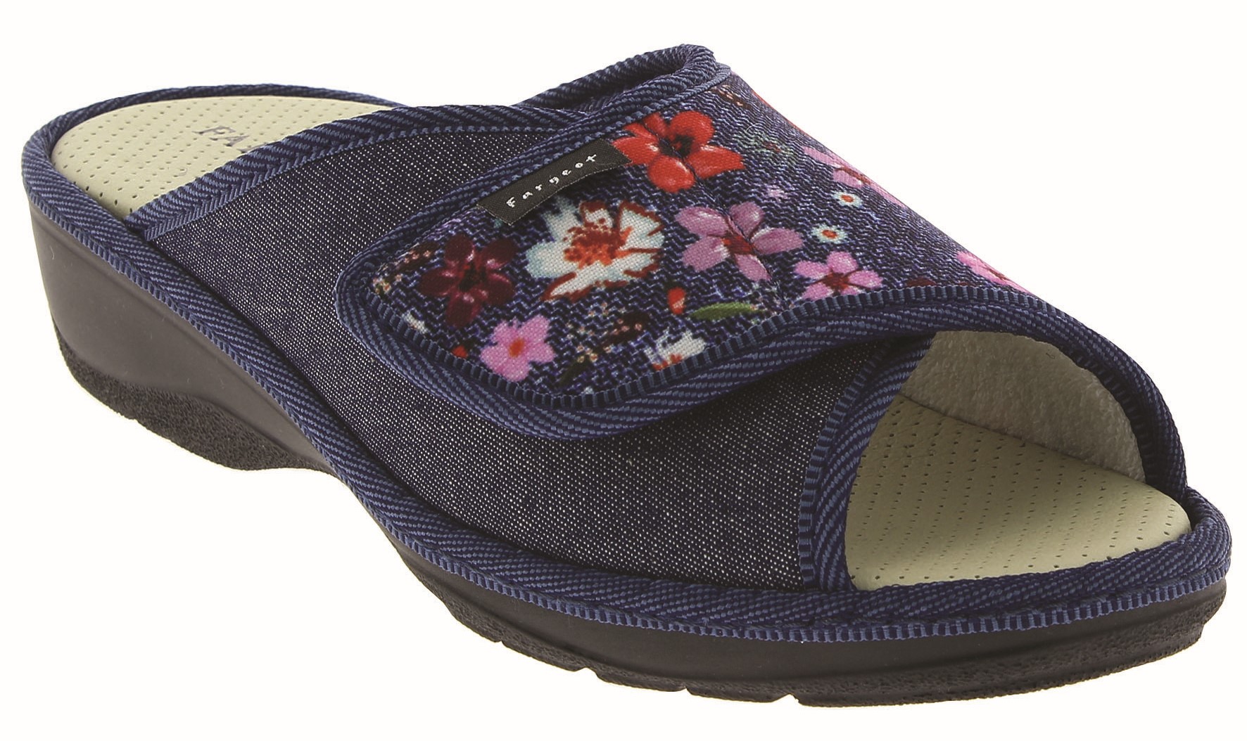 Fargeot PATTY dámská zdravotní domácí obuv modrá s květy Fargeot/PodoWell