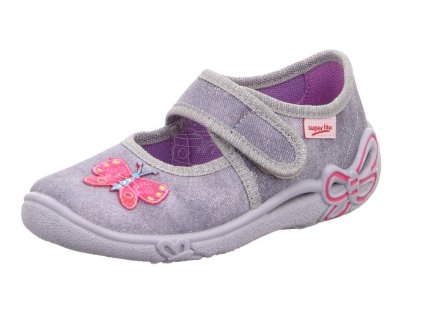 Superfit Belinda 0-800288-0600 – dívčí bačkory s motivem motýla a pružnou podrážkou (Velikost 33)