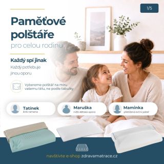 Paměťové polštáře pro celou rodinu. 👨‍👩‍👧 Každý spí jinak. A každý potřebuje jinou oporu. Pro maminku, kterou trápí krční...