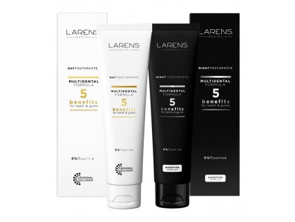 LARENS Dental Day & Night Toothpastes Set - zubní pasty premium 2x100 ml denní a noční zubní pasty pro silné, krásné zuby a zdravé dásně