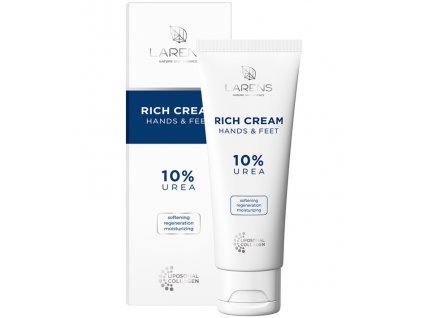 LARENS Rich Cream Hands & Feet 75 ml - regenerace a okamžitá úleva pro velmi suchou, drsnou a popraskanou pokožku, urea zvlhčuje a změkčuje