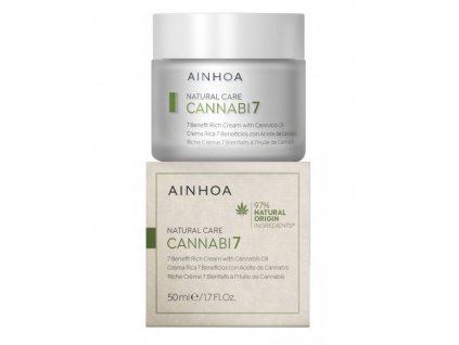 Ainhoa Cannabi7 Cream 50 ml - víceúčelový pleťový krém s konopným olejem  zajišťuje extra výživu a hydrataci, pleť regeneruje, zklidňuje a zjemňuje