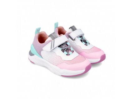 sneaker elasticos rejilla blanco y rosa