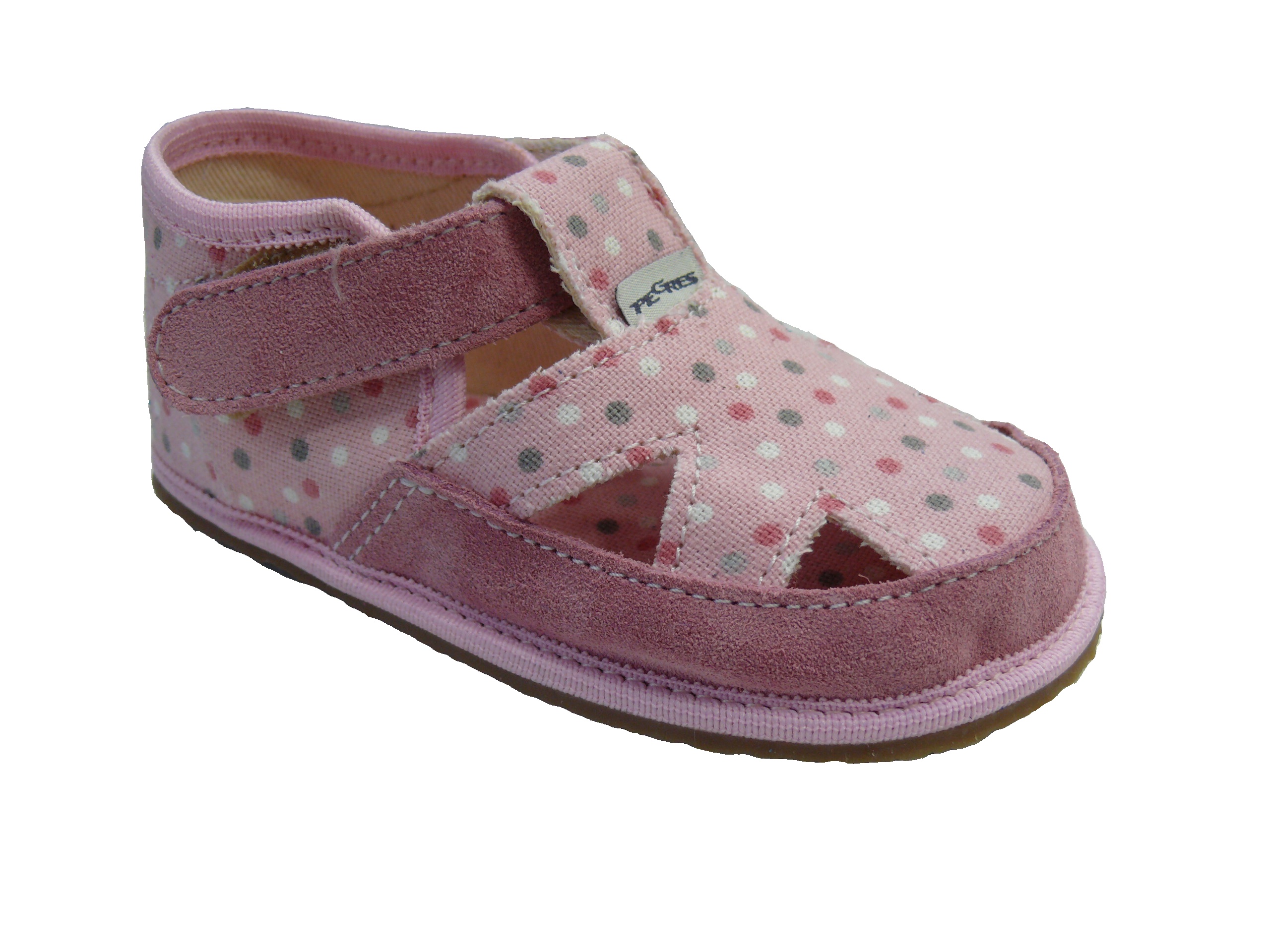 Pegres "Bosé" textilní sandálky růžový puntík Velikost: 24