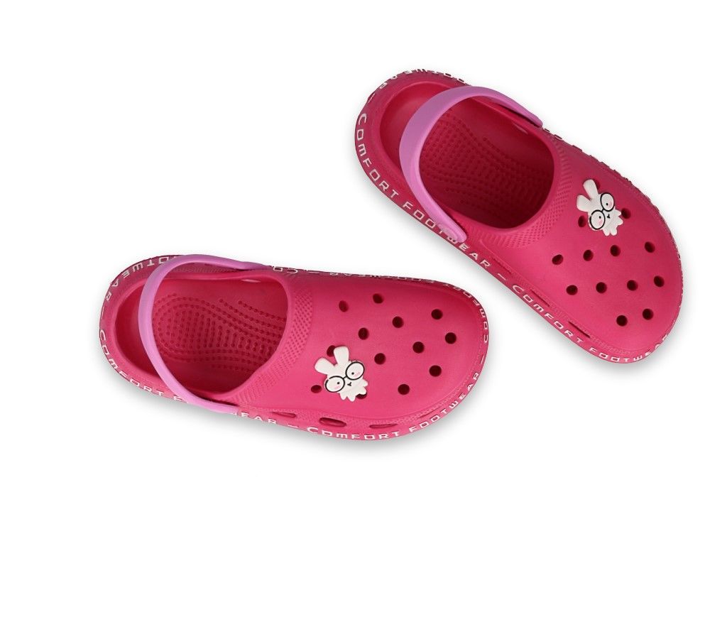 Befado dětské pantofle COMFORT - "kroksy" růžový zajíc Velikost: 35