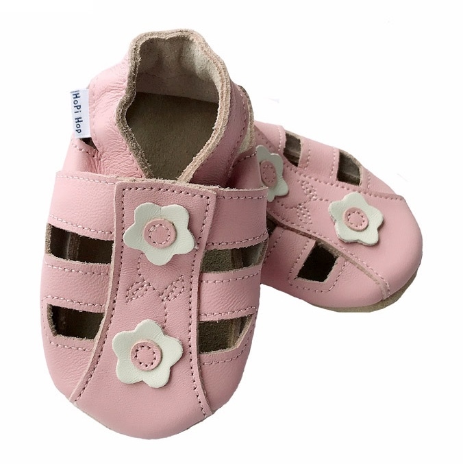 HOPI HOP NEW kožené capáčky - sandálky - růžové Velikost: 0-6 m