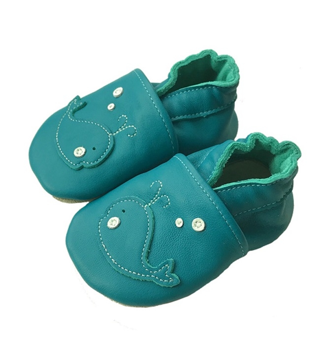 HOPI HOP Barefoot měkké kožené capáčky - Velryba tyrkys Velikost: 18-24 m