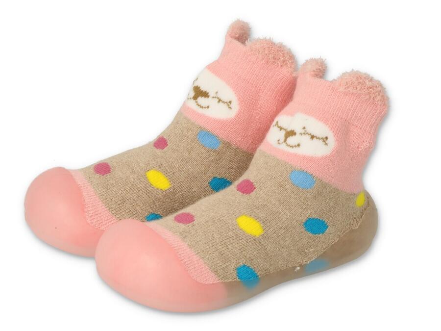 Befado capáčky/ponožkoboty růžovo-béžová kočička Velikost: 22