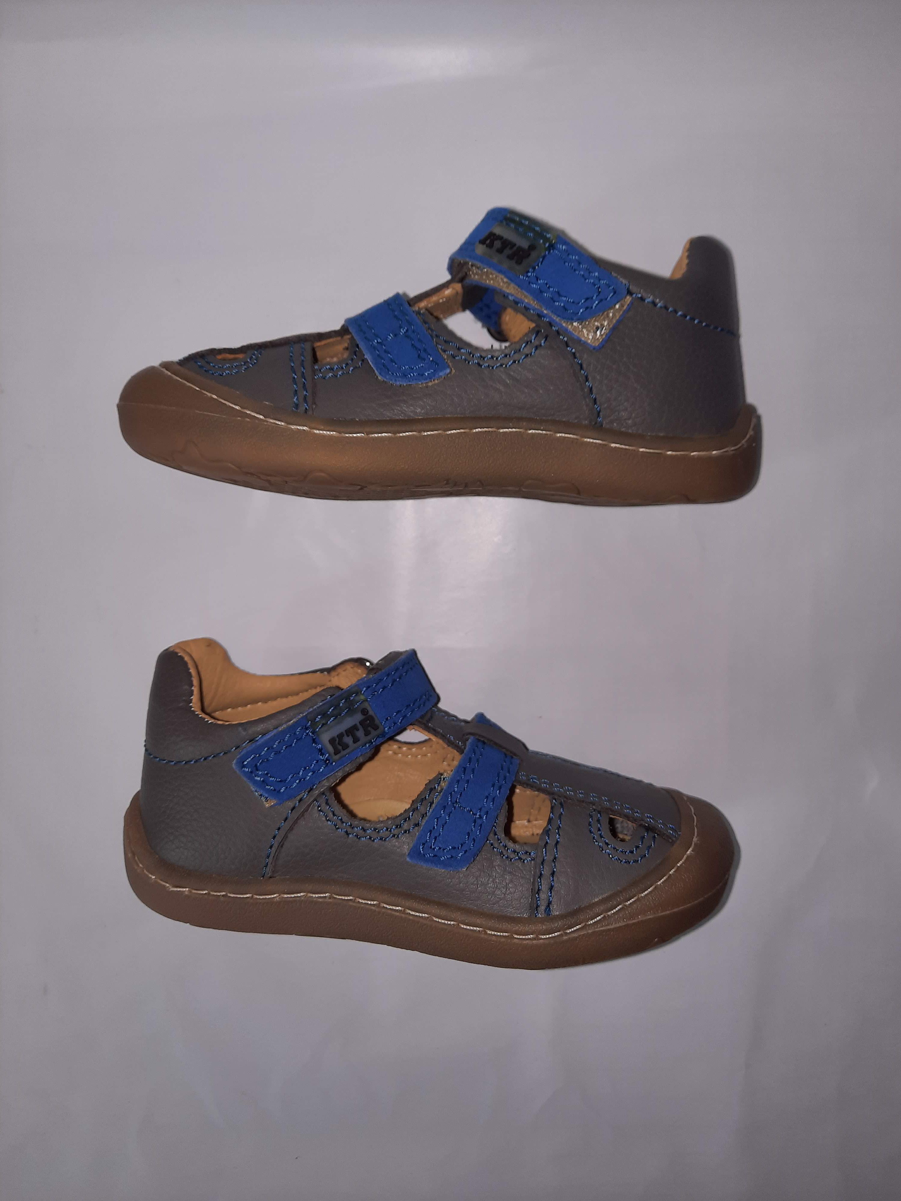 KTR® barefoot letní sandálky KENY šedá/modrá Velikost: 19