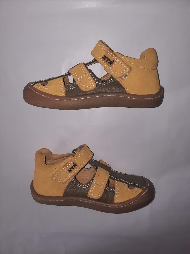 KTR® barefoot letní sandálky KENY 11 žlutá/khaki Velikost: 26