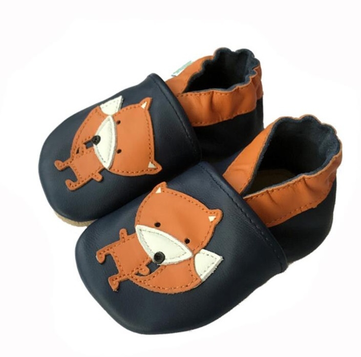 HOPI HOP Barefoot měkké kožené capáčky - LIŠÁČEK tm.modrý Velikost: 6-12 m