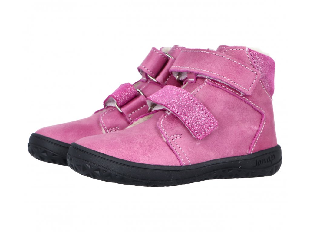 JONAP zimní kožená barefoot obuv B4 MV růžová Velikost: 23