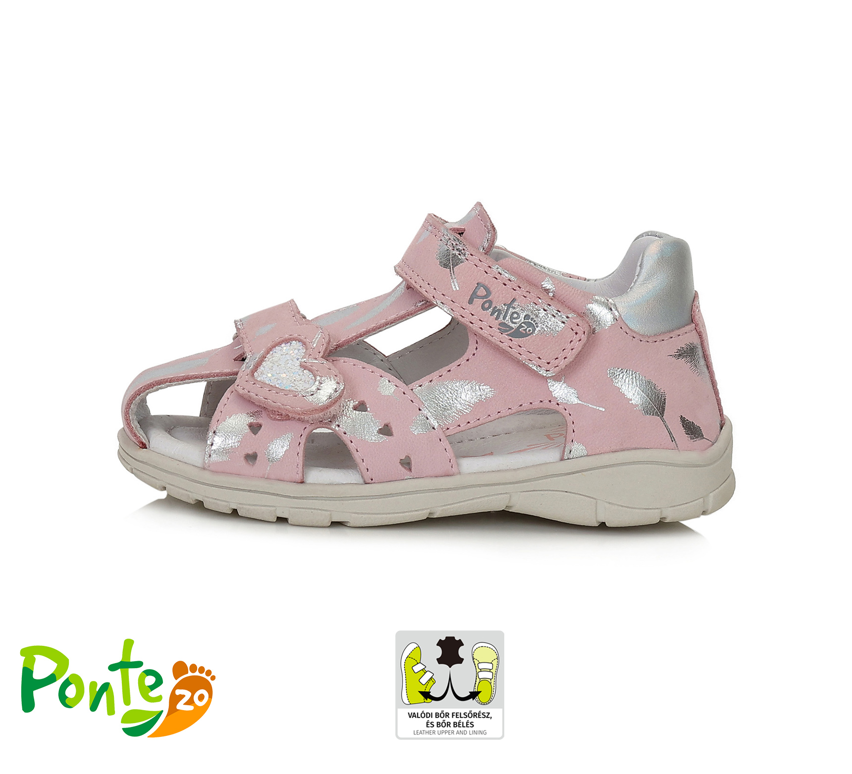 PONTE 20 dívčí kožené sandálky Pink/silver DA05-4-1949 Velikost: 25