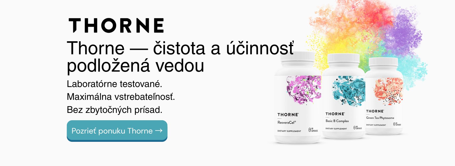 Thorne výživové doplnky — špičkové zloženie a čistota bez kompromisov. Objavte nové produkty Thorne na zdrave-telo.sk pre podporu zdravia, imunity a vitality.