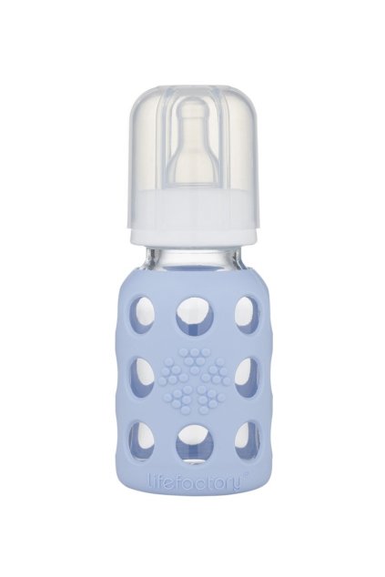 kojenecka sklenena flasa Lifefactory 120ml modra
