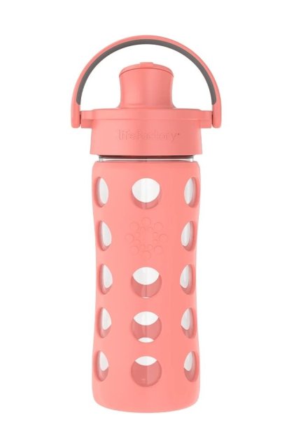 Sklenena flasa 350 ml Lifefactory ruzova