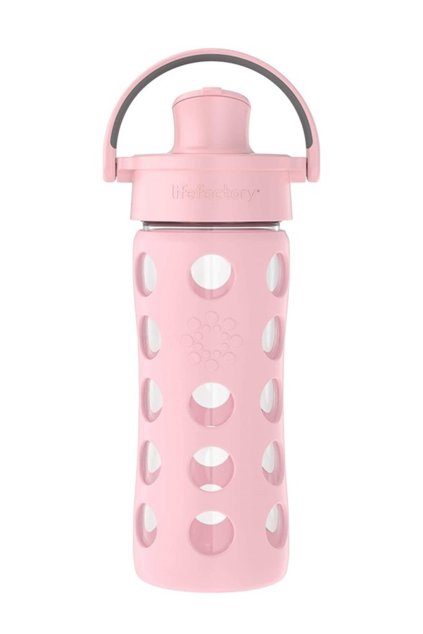Ruzova sklenena flasa pre dievca Lifefactory 350ml