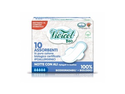 vivicot damske bio vlozky nocni s kridelky tenke 10ks