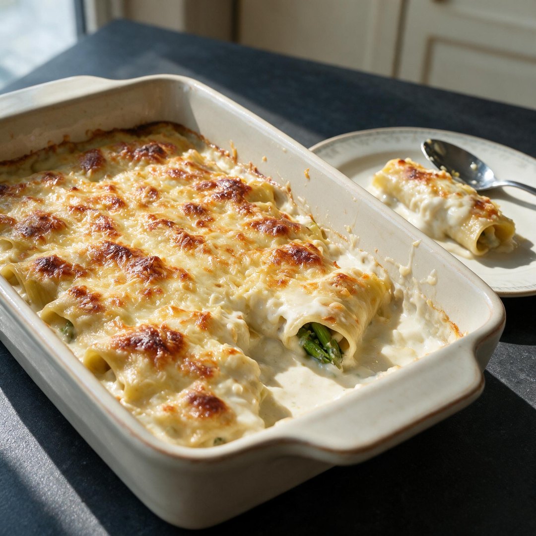 Cannelloni plnené špargľou v bešamele