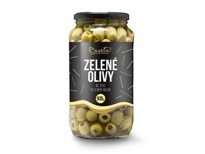 Olivy zelené celé bez kôstky 935g/454g Bassta