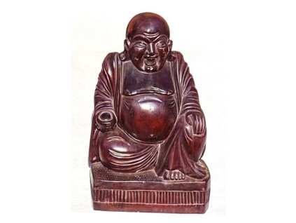 Hotei 38 cm (smějící se, veselý, šťastný, happy Buddha) - dřevěná soška
