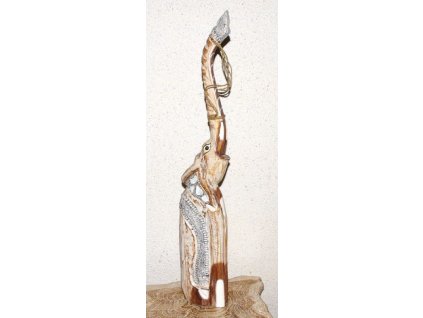 Dřevěná soška slon světlý 102 cm