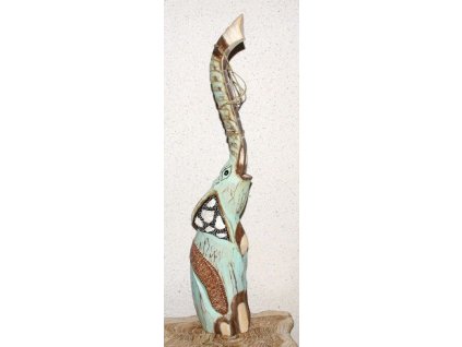 Dřevěná soška slon modrý 102 cm