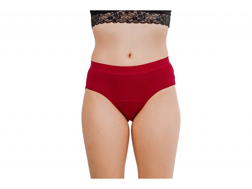 Menstruační kalhotky Bikiny červené - stř. a slabá menstruace XL