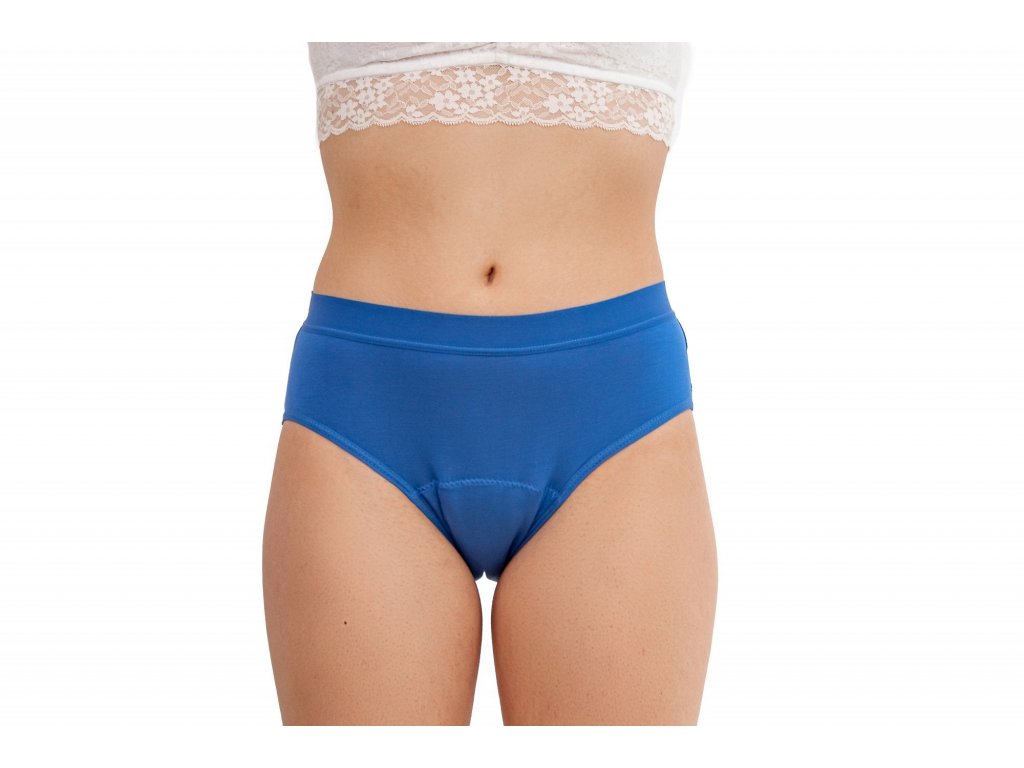 Pinke Welle Menstruační kalhotky Bikiny modré - stř. a slabá menstruace L