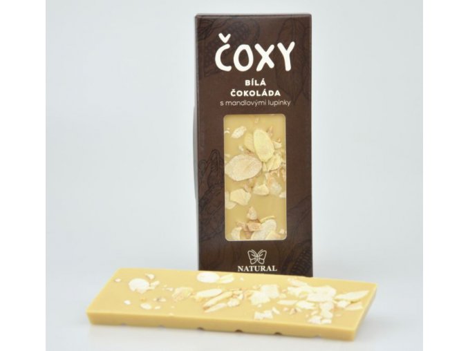 Natural Jihlava ČOXY - bílá čokoláda s mandlovými lupínky a xylitolem 50g