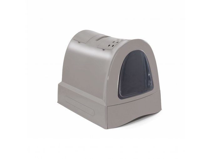 IMAC Krytý kočičí záchod s výsuvnou zásuvkou pro stelivo - šedý - D 40 x Š 56 x V 42,5 cm